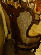 Louis 15 style Bergére armchair with nice quality carving in walnut, Belgium 1920