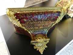 Louis 15 style Boulle cartel in turtelshel and gilded bronzes, France 1870