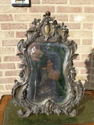 Louis 15 style Make-up or table mirror in patinated bronze, France 1890