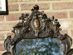 Louis 15 style Make-up or table mirror in patinated bronze, France 1890