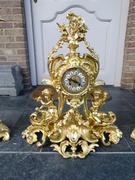 Louis 15 style Clockset with putti,s Napoleon 3  in gilded bronze, France 1880