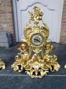 Louis 15 style Clockset with putti,s Napoleon 3  in gilded bronze, France 1880