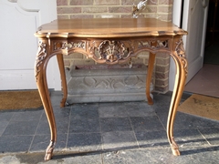 Louis 15 style Coffee table in carved oak, Liége,Belgium 1930