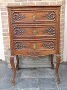 Louis 15 style curved chest of drawers in carved oak, Belgium,Liége 1900