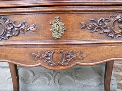 Louis 15 style curved chest of drawers in carved oak, Belgium,Liége 1900