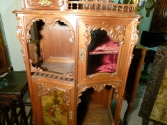 Louis 15 style Diplaycabinet in wallnut and vernis-matin paintings, Austria,Vienna 1900