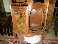 Louis 15 style Diplaycabinet in wallnut and vernis-matin paintings, Austria,Vienna 1900