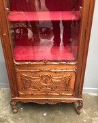 Louis 15 style Display cabinet 1 door vitrine  in walnut, Belgium 1900