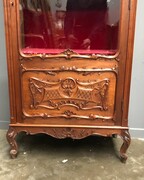 Louis 15 style Display cabinet 1 door vitrine  in walnut, Belgium 1900