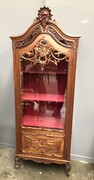 Louis 15 style Display cabinet 1 door vitrine  in walnut, Belgium 1900