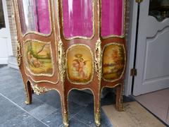 Louis 15 style Displaycabinet vitrine with vernis-matin in satinwood and bronze, France 1940