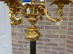 Louis 15 style Floorlamp in gilded and patinated bronze , France 1880