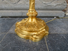 Louis 15 style Floorlamp in gilded and patinated bronze , France 1880