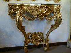 Louis 15 style Gilded mirror and console, France 1880