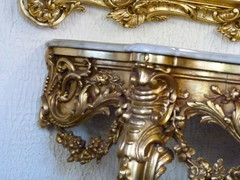 Louis 15 style Gilded mirror and console, France 1880