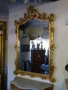 Louis 15 style Gilded mirror and console, France 1880