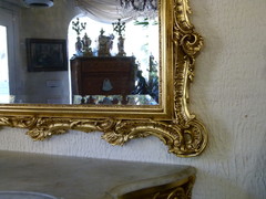 Louis 15 style Gilded mirror and console, France 1880