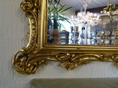 Louis 15 style Gilded mirror and console, France 1880