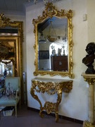 Louis 15 style Gilded mirror and console, France 1880