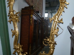 Louis 15 style Gilded mirror with putto,s in gilded wood and plaster, France 1870