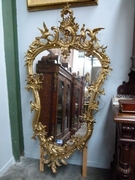 Louis 15 style Gilded mirror with putto,s in gilded wood and plaster, France 1870