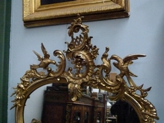 Louis 15 style Gilded mirror with putto,s in gilded wood and plaster, France 1870