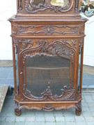 Louis 15 style Highly carved Liége discplay cabinet vitrine in oak, Belgium 1880