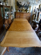 Louis 15 style Highly carved table and 6 chairs in carved oak, Belgium,Liége 1940