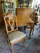 Louis 15 style Highly carved table and 6 chairs in carved oak, Belgium,Liége 1940