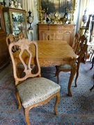 Louis 15 style Highly carved table and 6 chairs in carved oak, Belgium,Liége 1940