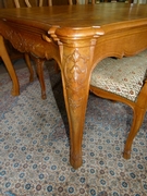 Louis 15 style Highly carved table and 6 chairs in carved oak, Belgium,Liége 1940