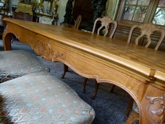 Louis 15 style Highly carved table and 6 chairs in carved oak, Belgium,Liége 1940