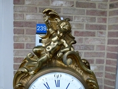 Louis 15 style huge Clock pendule signed Ernest Royer F. de bronze in gilded bronze, France 1880