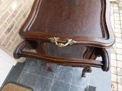 Louis 15, Liége style Bar, tea cabinet on wheels in carved oak, Belgium 1920