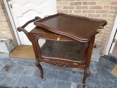 Louis 15, Liége style Bar, tea cabinet on wheels in carved oak, Belgium 1920