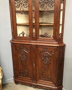 Louis 15 style Liege Corner cabinet in oak, Belgium 1925