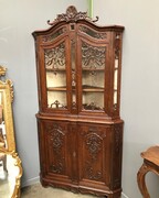 Louis 15 style Liege Corner cabinet in oak, Belgium 1925