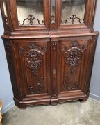 Louis 15 style Liege Corner cabinet in oak, Belgium 1925