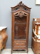 Louis 15 style nice carved One door display cabinet in oak, Belgium 1900