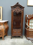 Louis 15 style nice carved One door display cabinet in oak, Belgium 1900