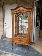 Louis 15 style one door display cabinet vitrine in carved walnut, Austria 1900