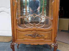 Louis 15 style one door display cabinet vitrine in carved walnut, Austria 1900