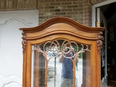 Louis 15 style one door display cabinet vitrine in carved walnut, Austria 1900