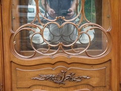 Louis 15 style one door display cabinet vitrine in carved walnut, Austria 1900