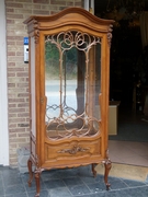 Louis 15 style one door display cabinet vitrine in carved walnut, Austria 1900