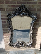 Louis 15 style Silvered roccoco mirror in wood and plaster, France 1870