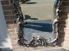 Louis 15 style Silvered roccoco mirror in wood and plaster, France 1870