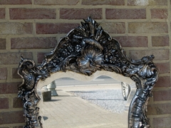 Louis 15 style Silvered roccoco mirror in wood and plaster, France 1870