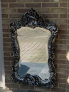 Louis 15 style Silvered roccoco mirror in wood and plaster, France 1870