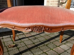 Louis 15 style small Bench in carved walnut, France 1890